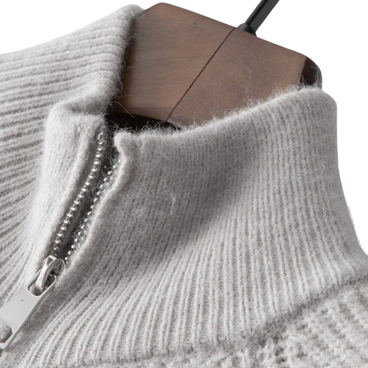 Bram | Men's Ribbed Zip Cardigan Sweater Cream