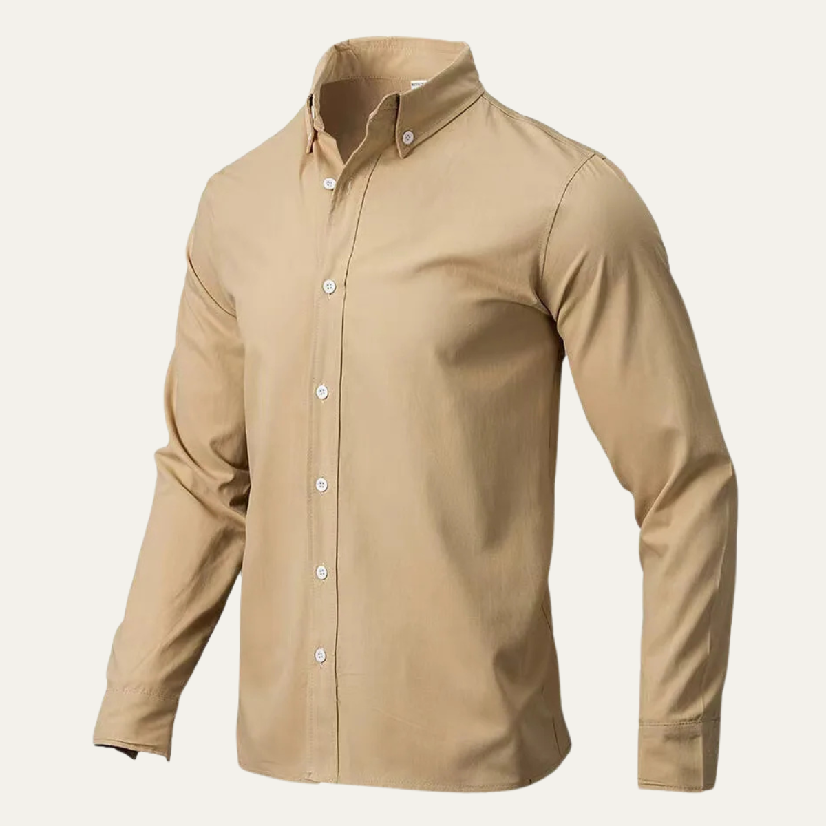 Wade | Men's Button Up Shirt Cream Long Sleeve Collared
