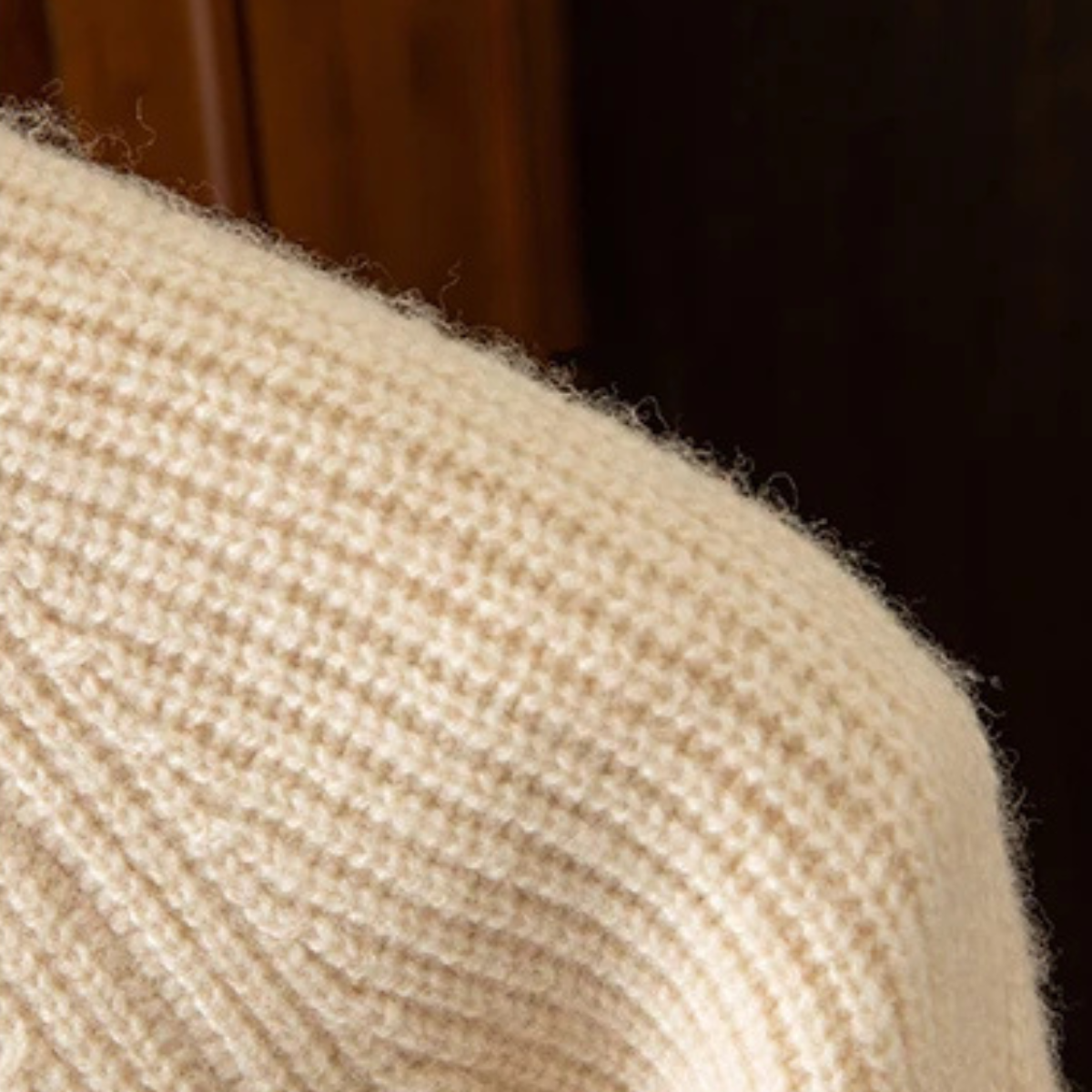 Sage | Men's Crew Neck Sweater Cream Ribbed Knit