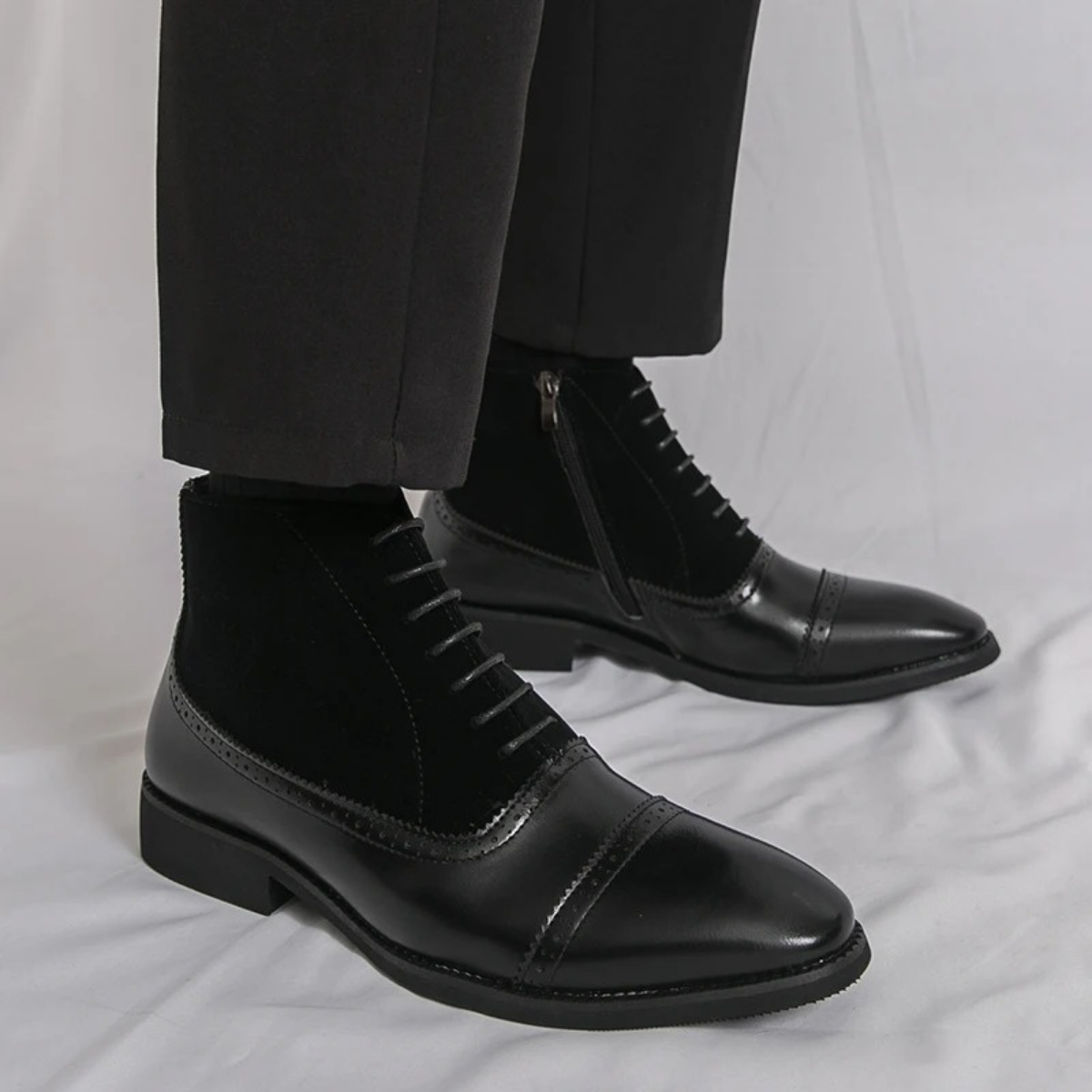 Sage | Men's Leather Lace Up Boot Brown Wingtip Ankle
