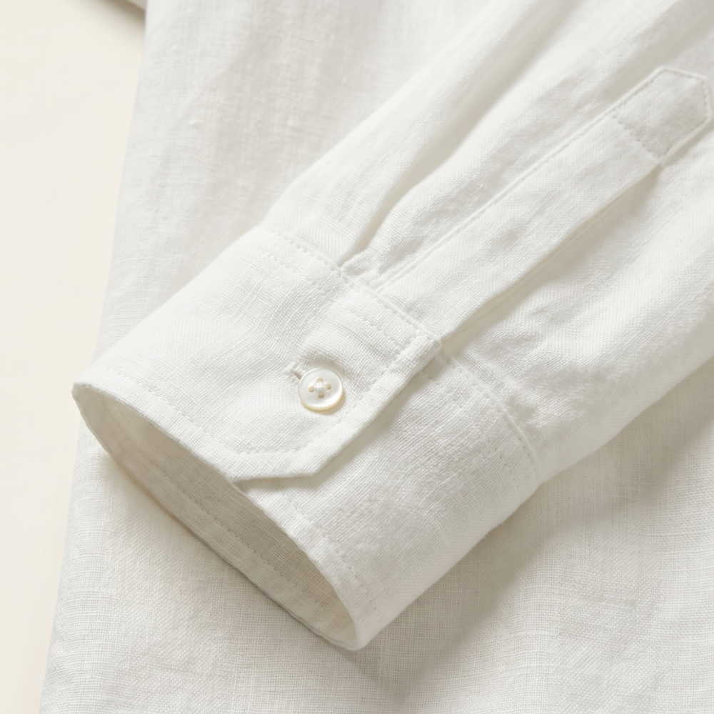 Dama Washington Rosa women's linen button down shirt cream long sleeve - view 12