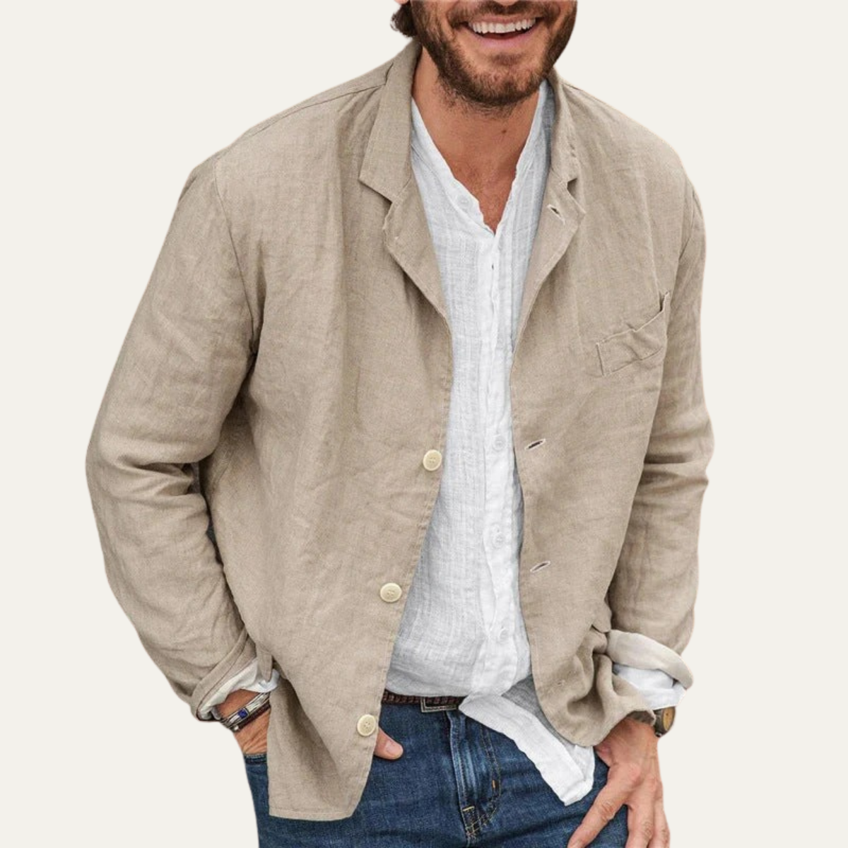 Bram | Men's Linen Blazer Black Casual Lightweight