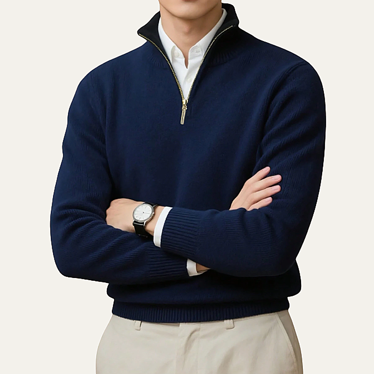 Jude | Men's Quarter Zip Sweater Gray Mock Neck Cashmere