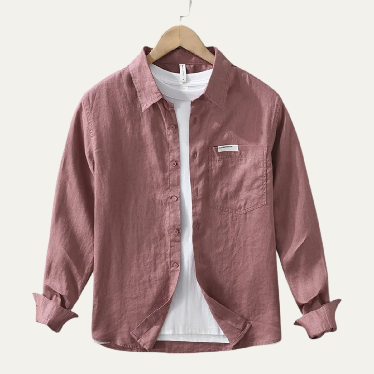 Ezra | Men's Linen Shirt Olive Green Casual Button Up