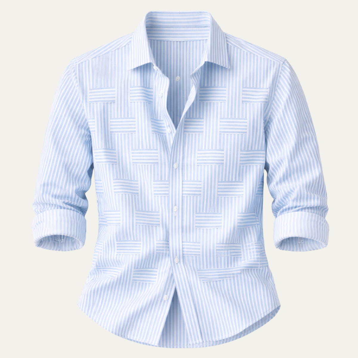Eli | Men's Smart Casual Striped Button Up Shirt Light Blue