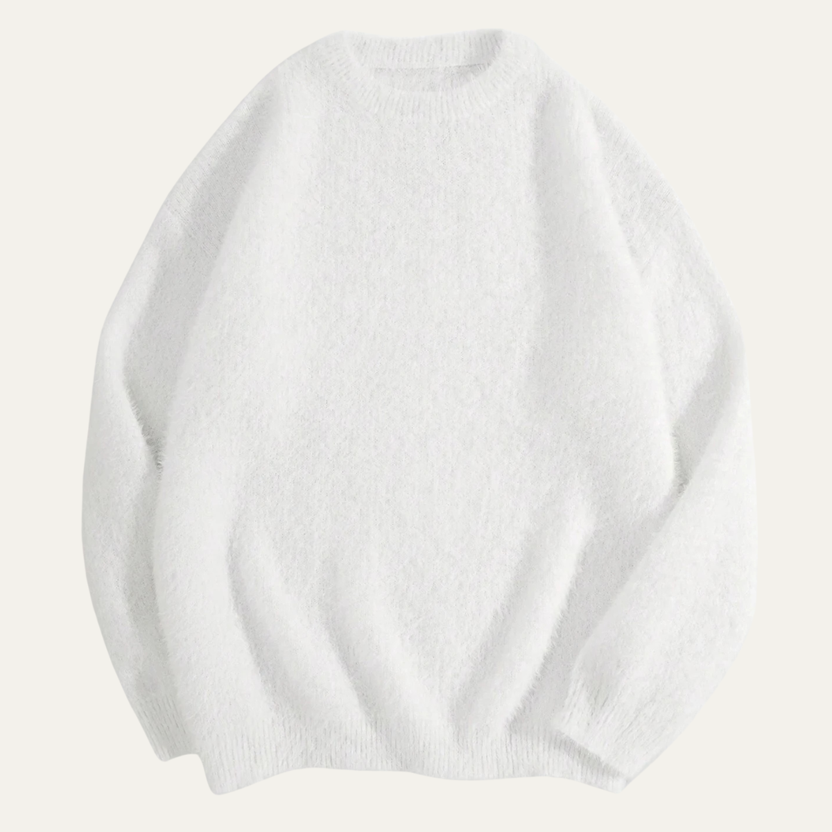 Alma | Men's Crew Neck Sweater White Cashmere Knit
