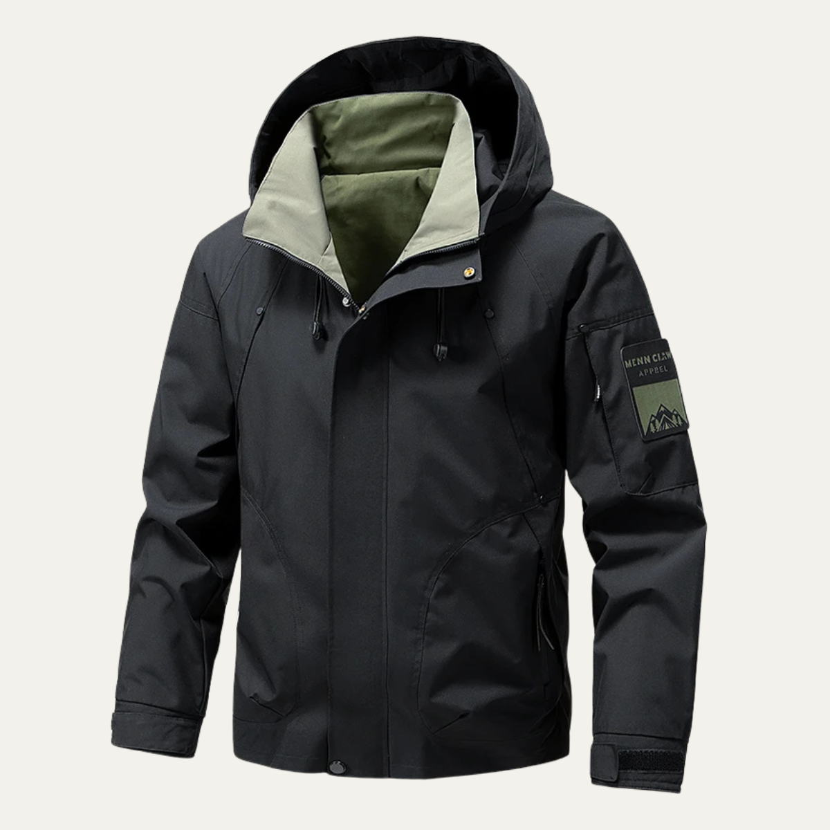 Ezra | Men's Rain Jacket Black Windbreaker Hooded Lightweight