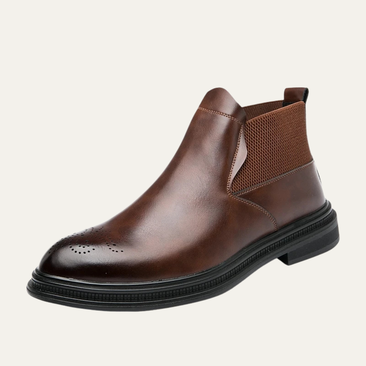 Ash | Men's Leather Brogue Chelsea Ankle Boot Brown Black Sole