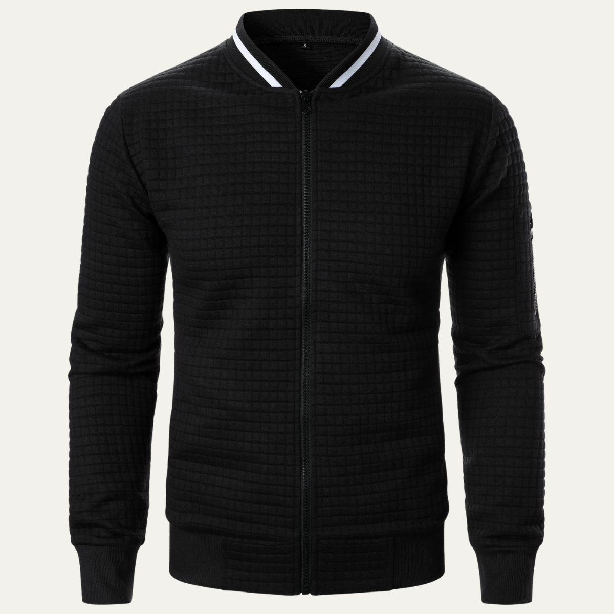 Beau | Men's Quilted Bomber Jacket Cream