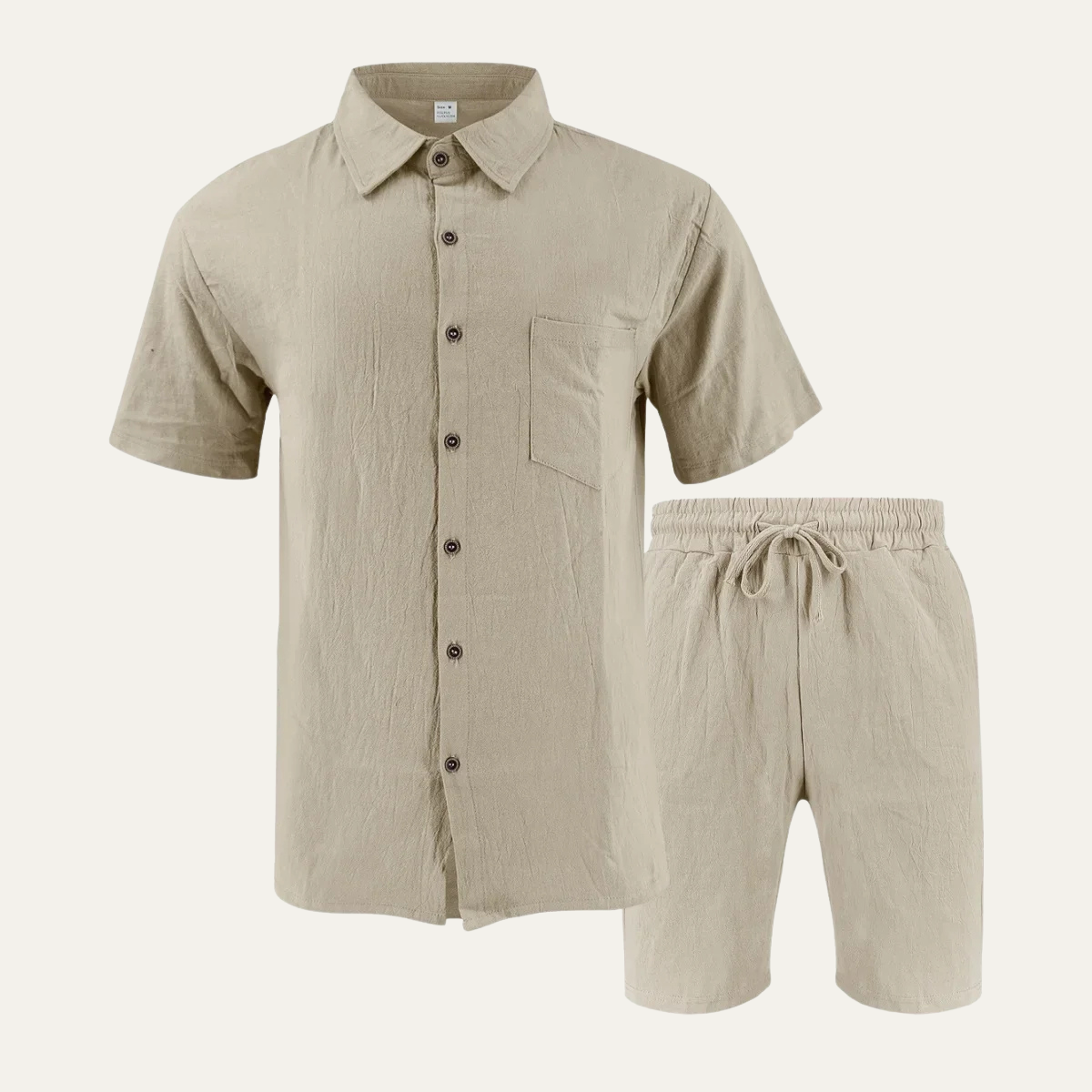 Luca | Men's Casual Linen Shirt Shorts Set Cream