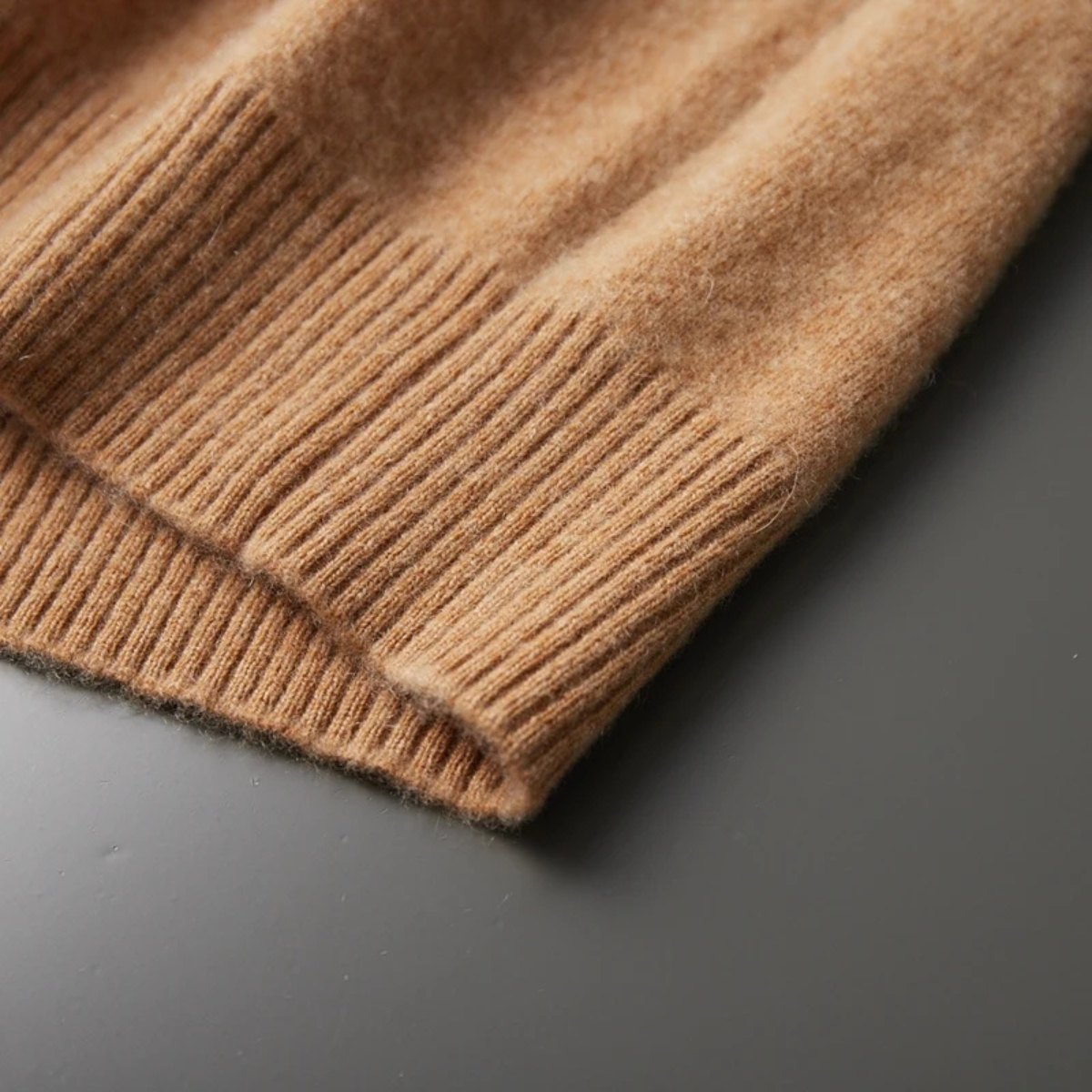 Bram | Men's Crew Neck Cardigan Sweater Camel