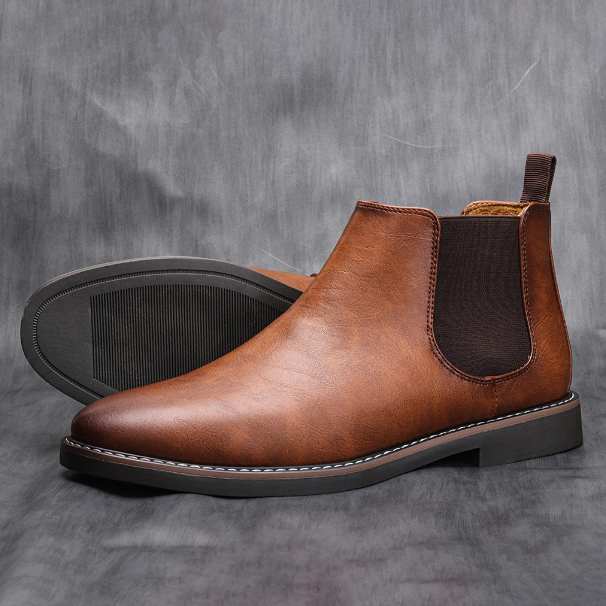 Leo | Men's Chelsea Ankle Boots Brown Suede Slip On