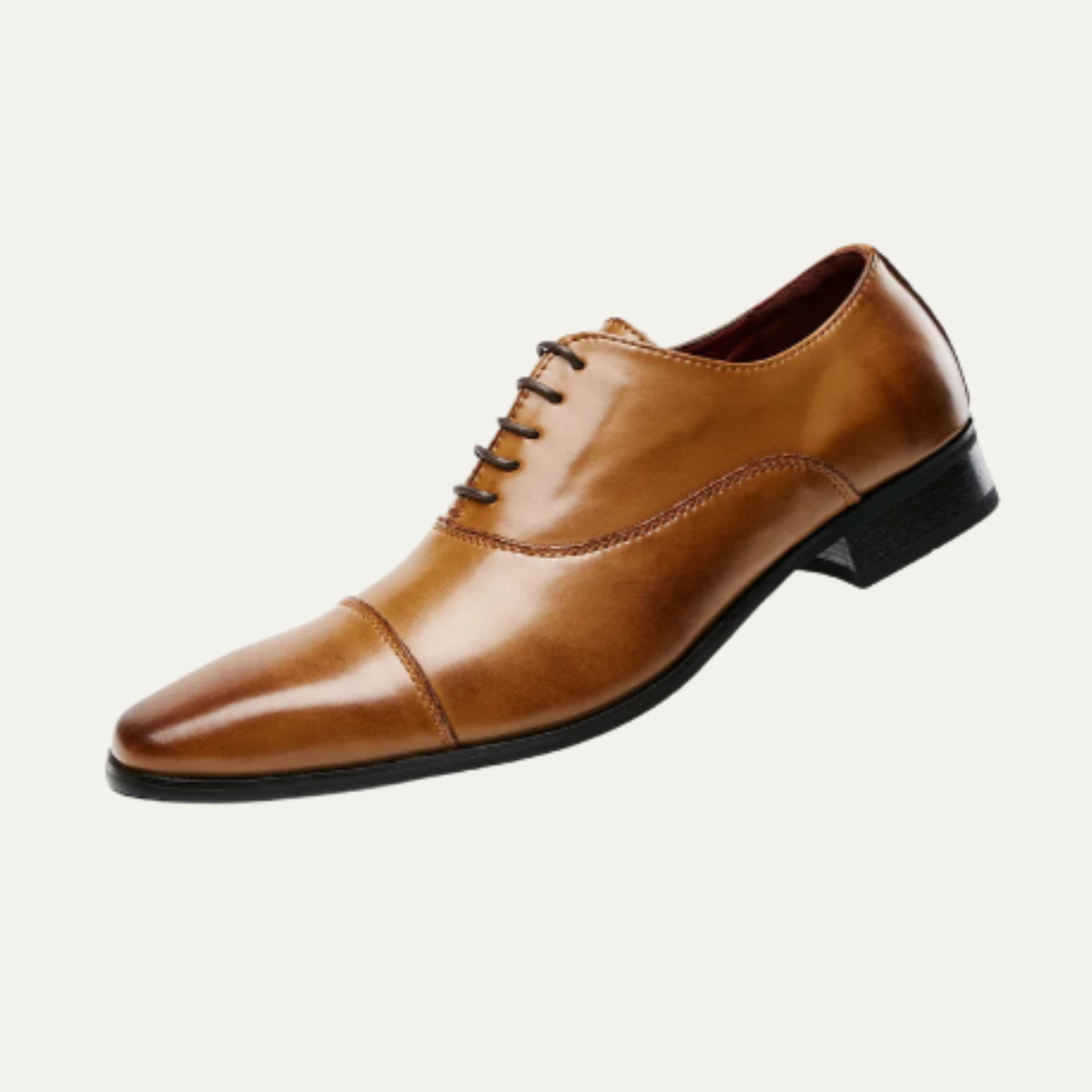 Ezra | Men's Polished Leather Oxford Brown Dress Shoes