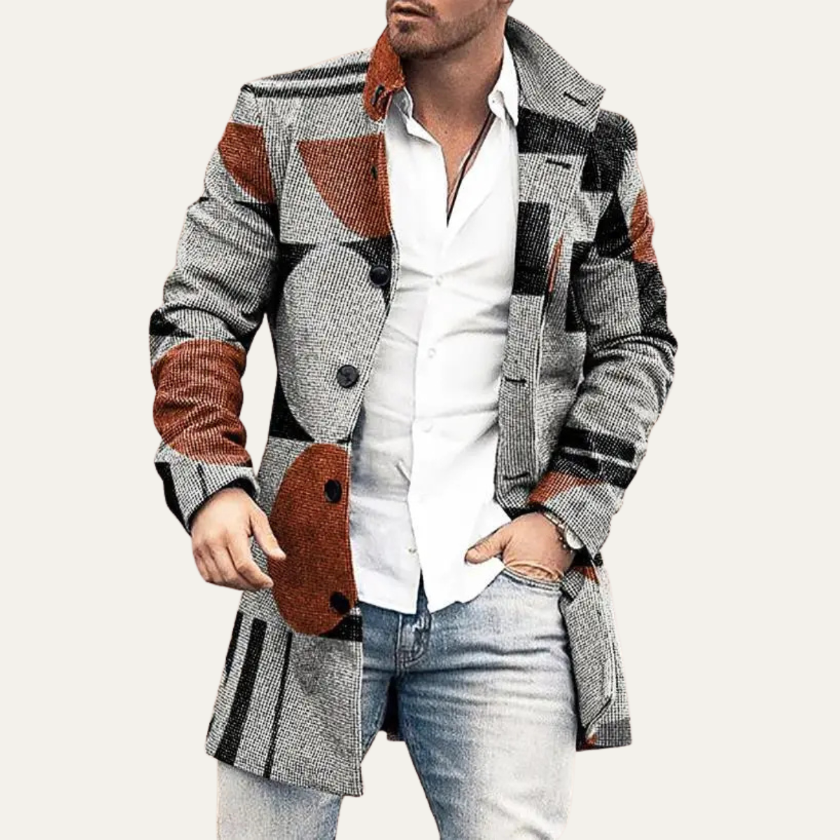 Arlo | Men's Double Breasted Blazer Black Light Gray Colorblock