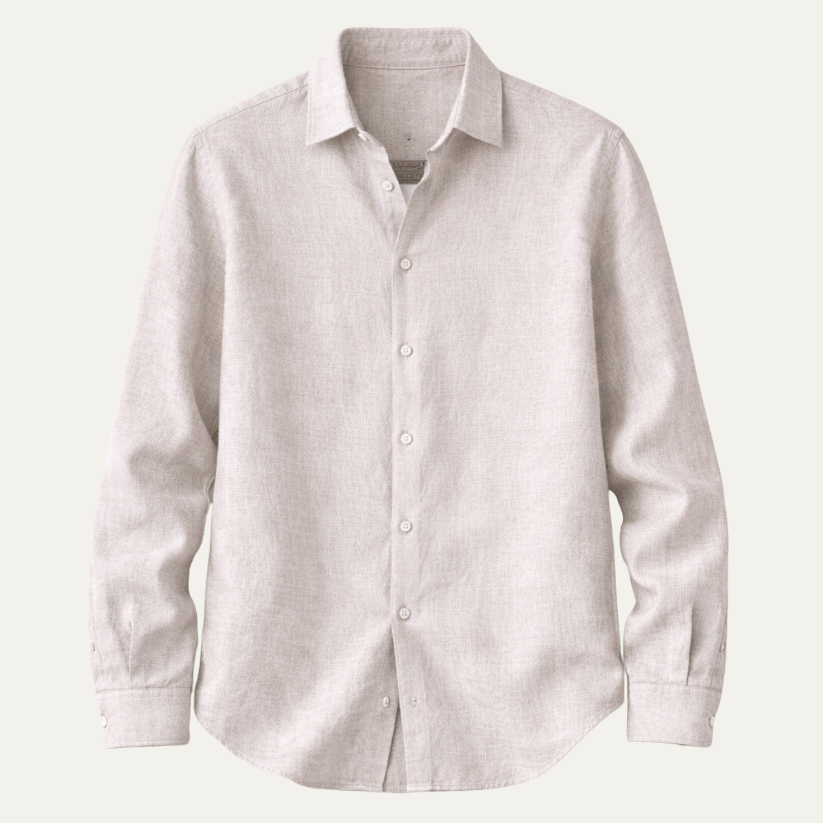 Jude | Men's Casual Linen Button Up Shirt Cream Long Sleeve