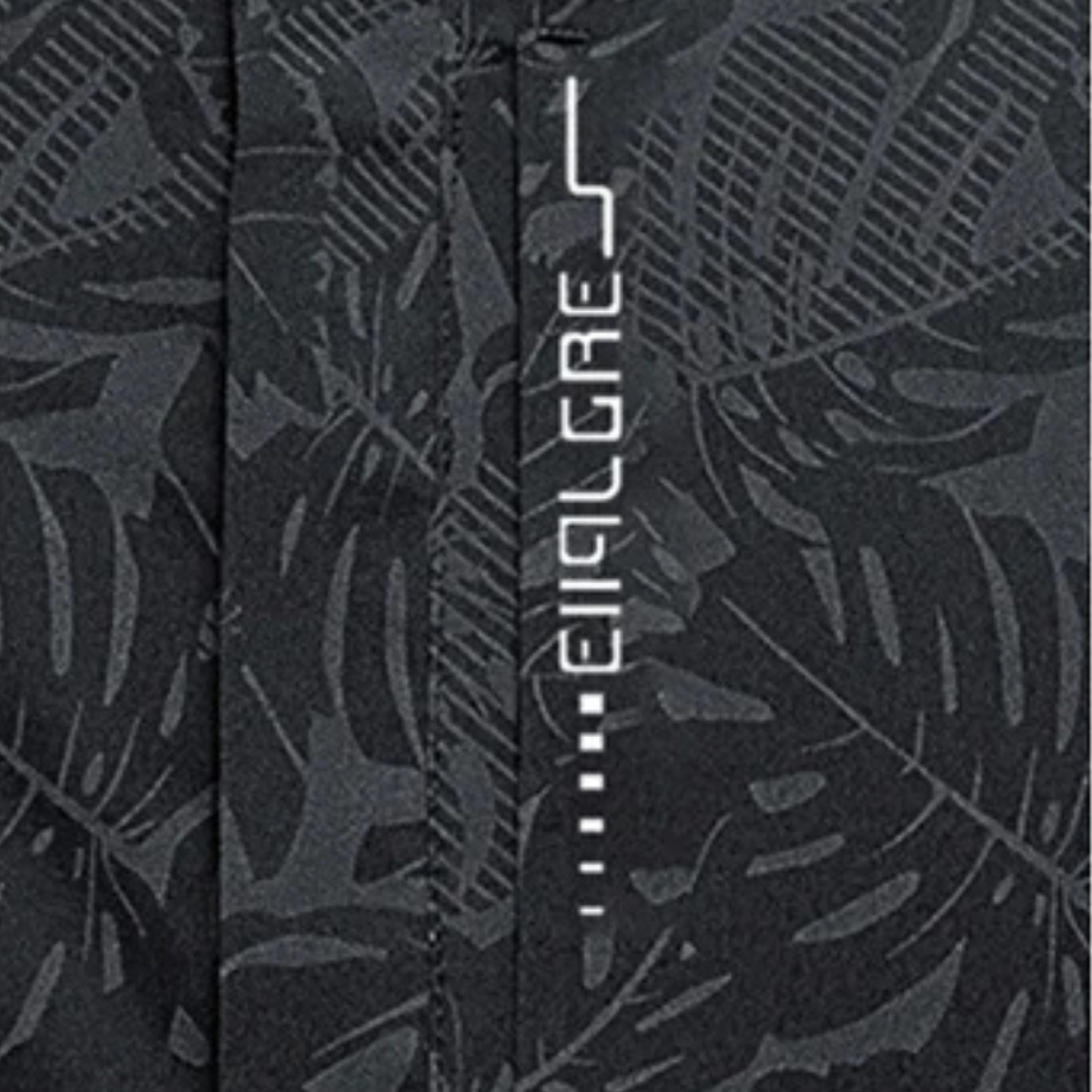 Rhys | Men's Windbreaker Rain Jacket Black Leaf Print Hood
