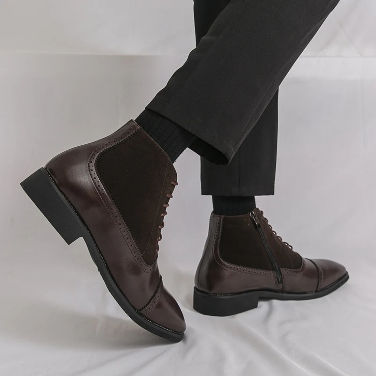 Sage | Men's Leather Lace Up Boot Brown Wingtip Ankle