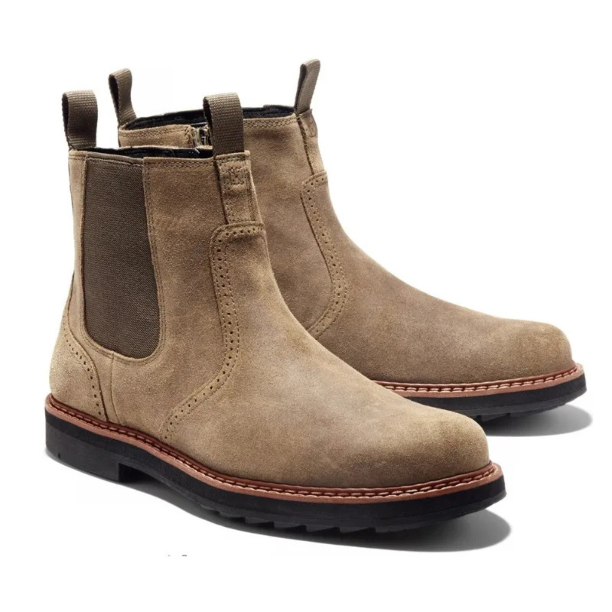 Beau | Men's Suede Chelsea Boots Beige Slip On