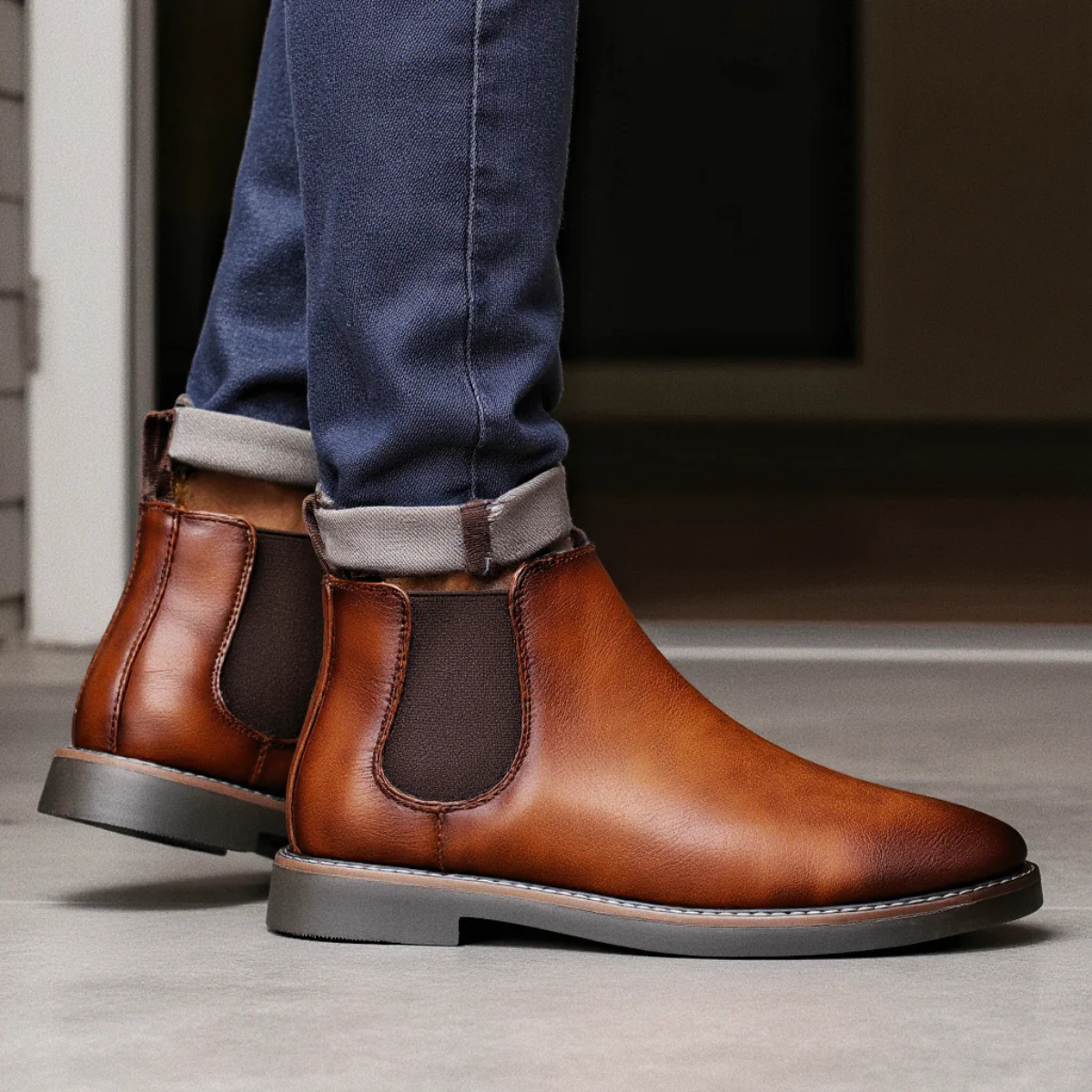 Beau | Men's Chelsea Leather Ankle Boots Brown