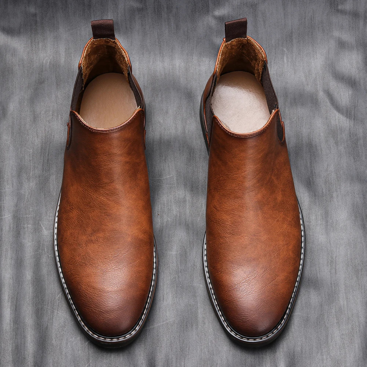 Leo | Men's Chelsea Ankle Boots Brown Suede Slip On