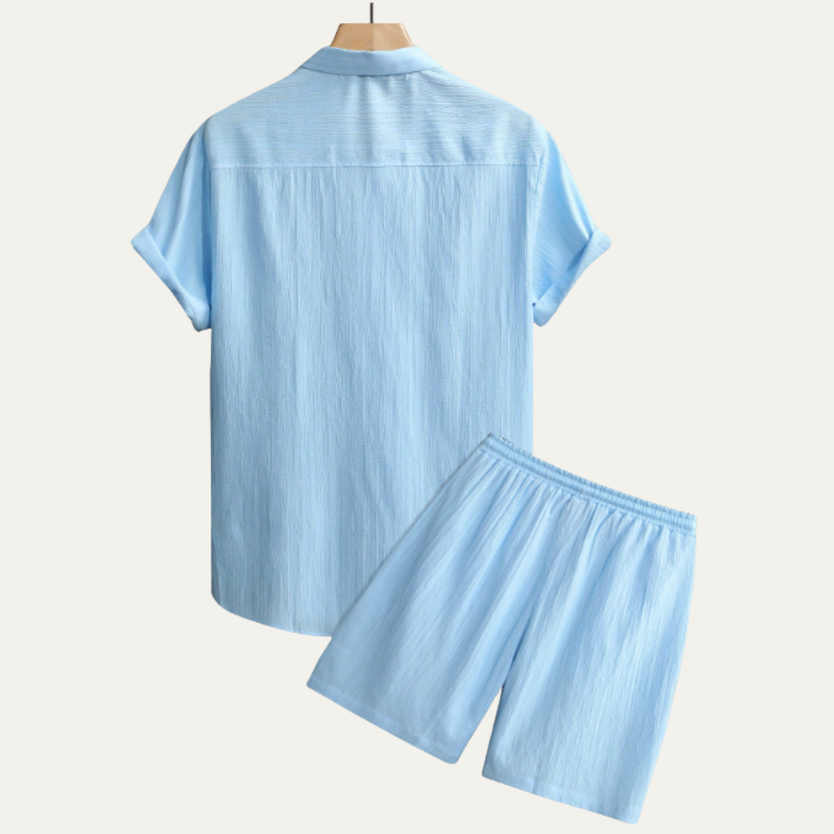 Silas | Men's Casual Linen Button Up Shirt Light Blue Short Sleeve