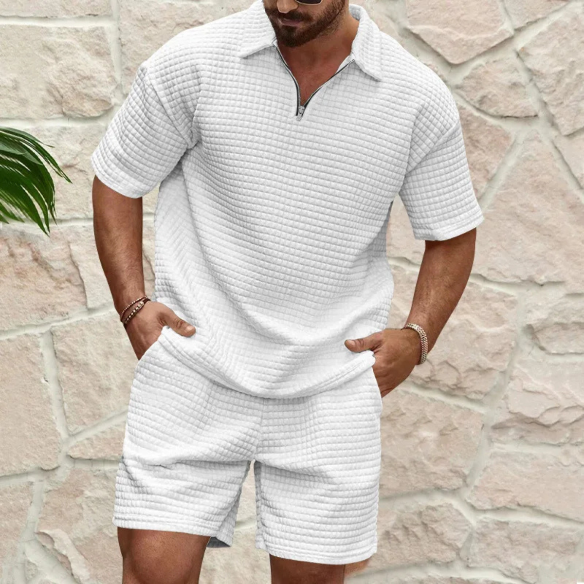Sage | Men's Casual Waffle Knit Sweatsuit Gray