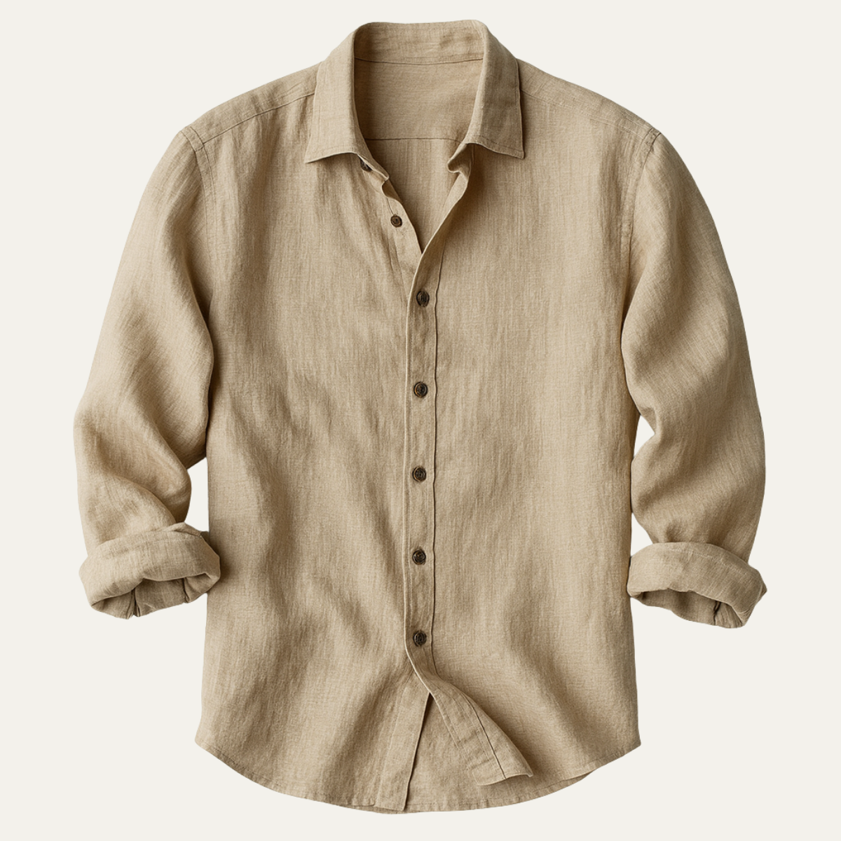 Axel | Men's Linen Shirt Cream Long Sleeve Button Up