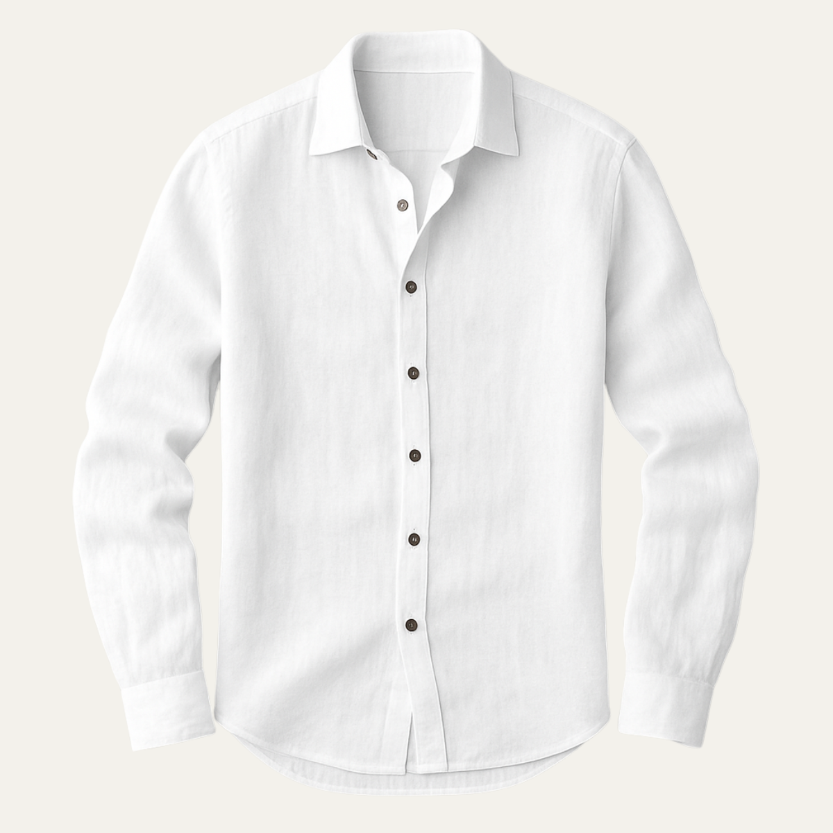 Axel | Men's Linen Shirt Cream Long Sleeve Button Up