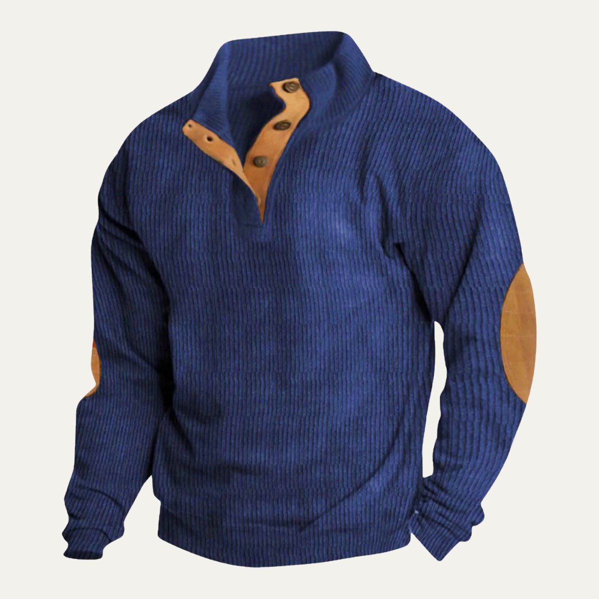 Rowan | Men's Ribbed Knit Quarter Zip Sweater Olive Elbow Patch