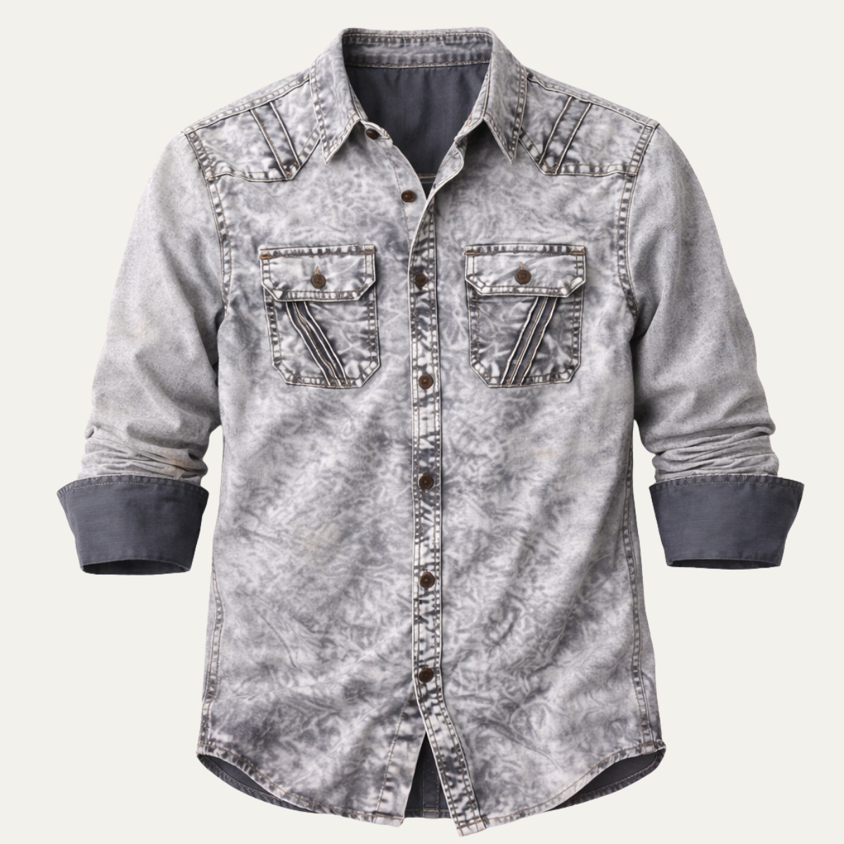 Ezra | Men's Denim Shirt Light Gray Vintage Wash