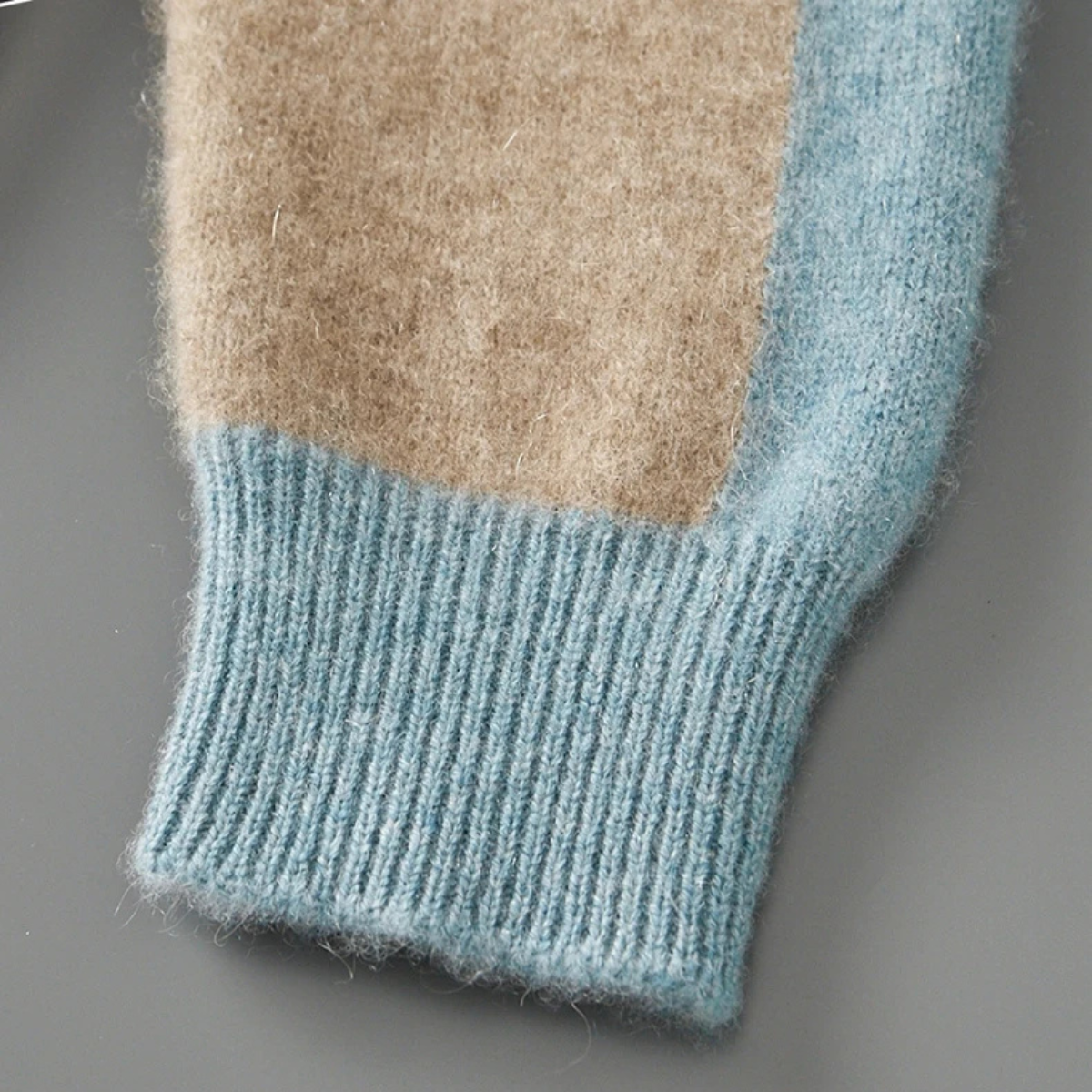 Ines | Men's Colorblock Cashmere Cardigan Cream Light Blue