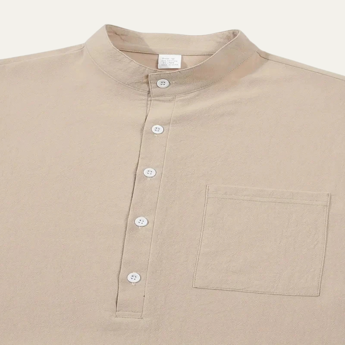 Eli | Men's Linen Set Cream Henley Shirt And Pants