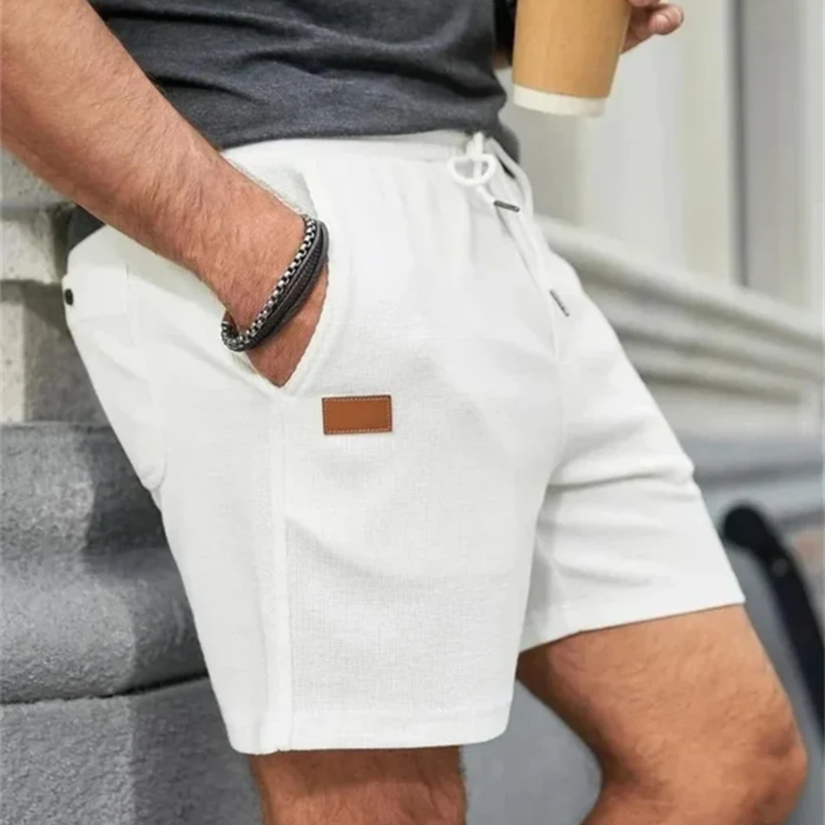 Tate | Men's Casual Shorts Light Blue Drawstring