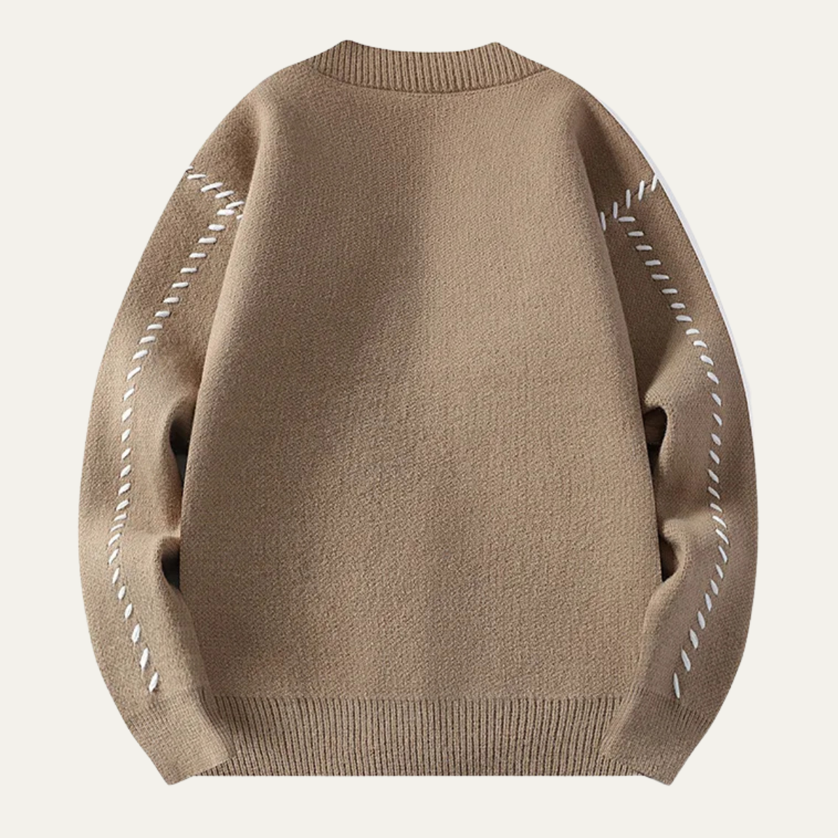 Axel | Men's Cardigan Beige With Embroidered Details Button Down