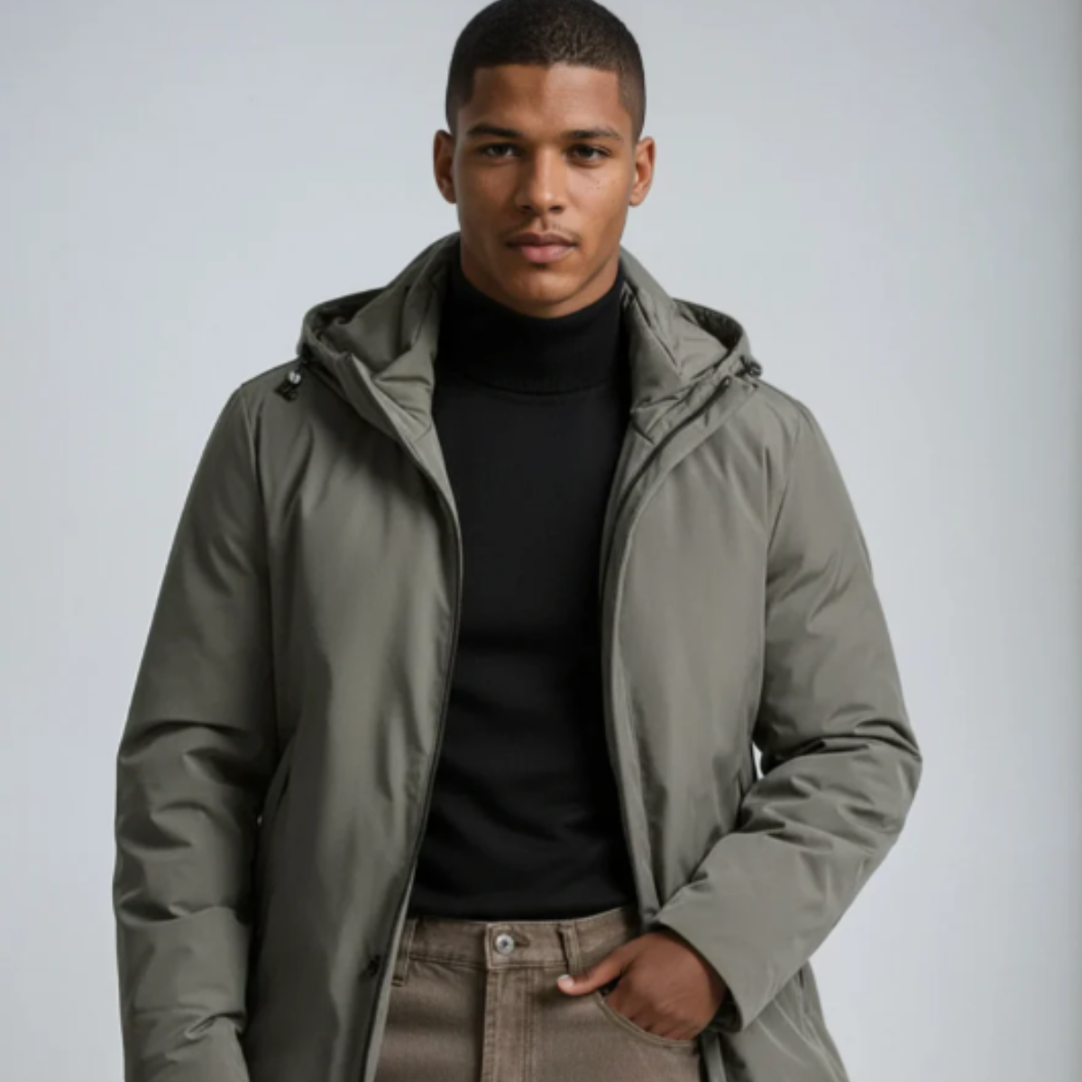 Axel | Men's Winter Puffer Coat Black Hooded