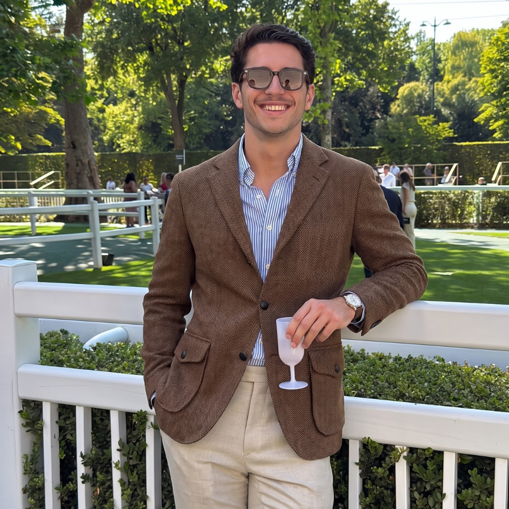 Voss | Men's Tweed Herringbone Blazer Brown Single Breasted