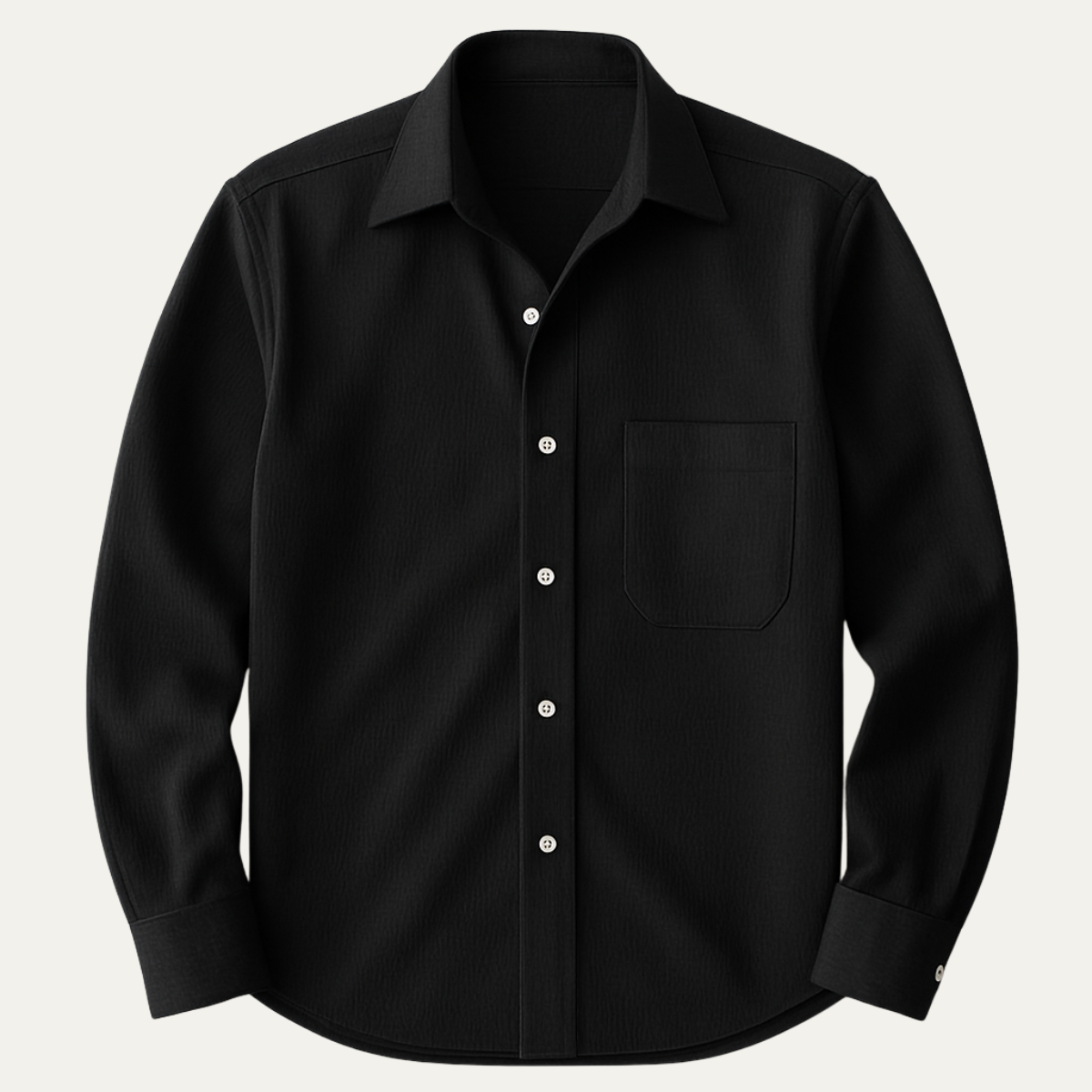 Jude | Men's Dress Shirt Cream Textured Long Sleeve Pocket