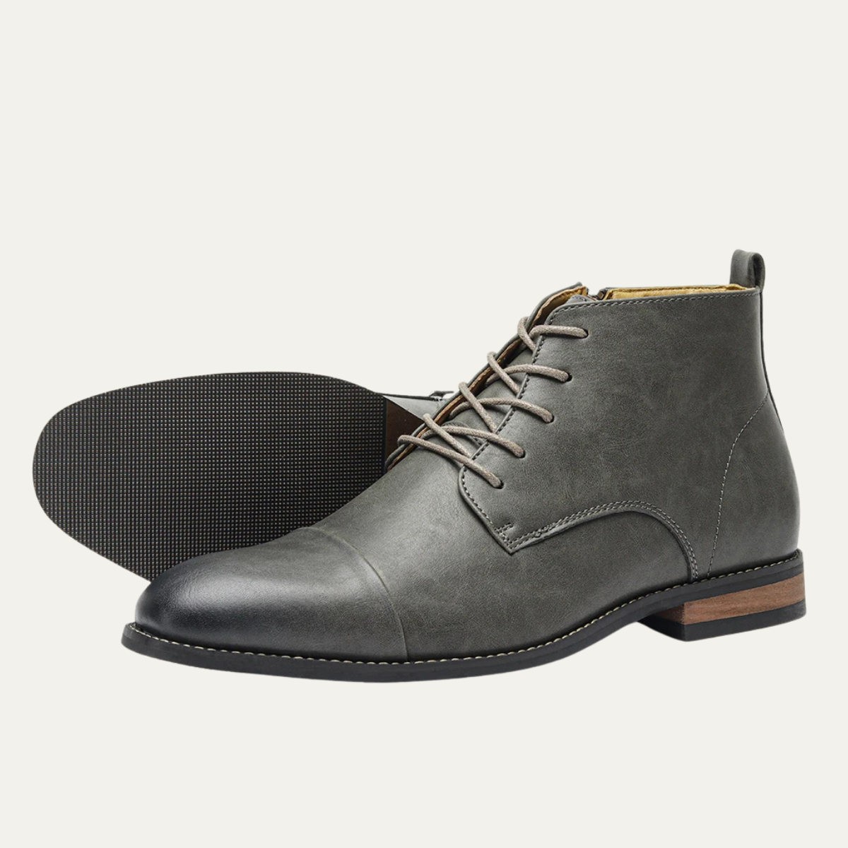 Axel | Men's Smart Casual Leather Lace Up Ankle Boots Gray
