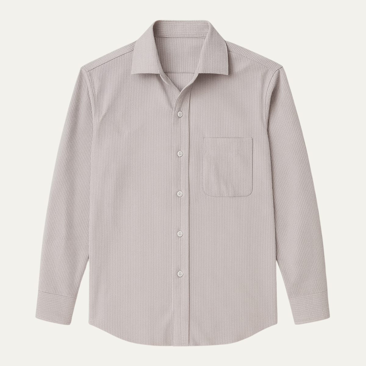 Jude | Men's Dress Shirt Cream Textured Long Sleeve Pocket