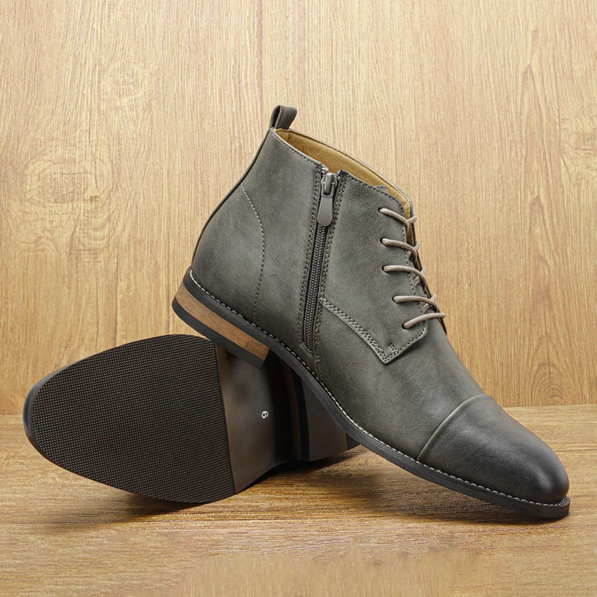 Axel | Men's Smart Casual Leather Lace Up Ankle Boots Gray