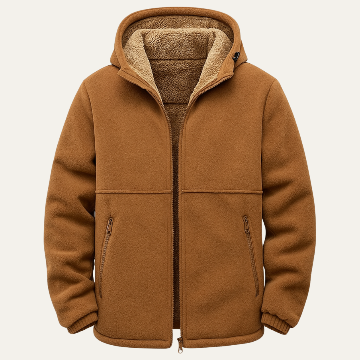 Rowan | Men's Sherpa Lined Fleece Jacket Camel Hooded