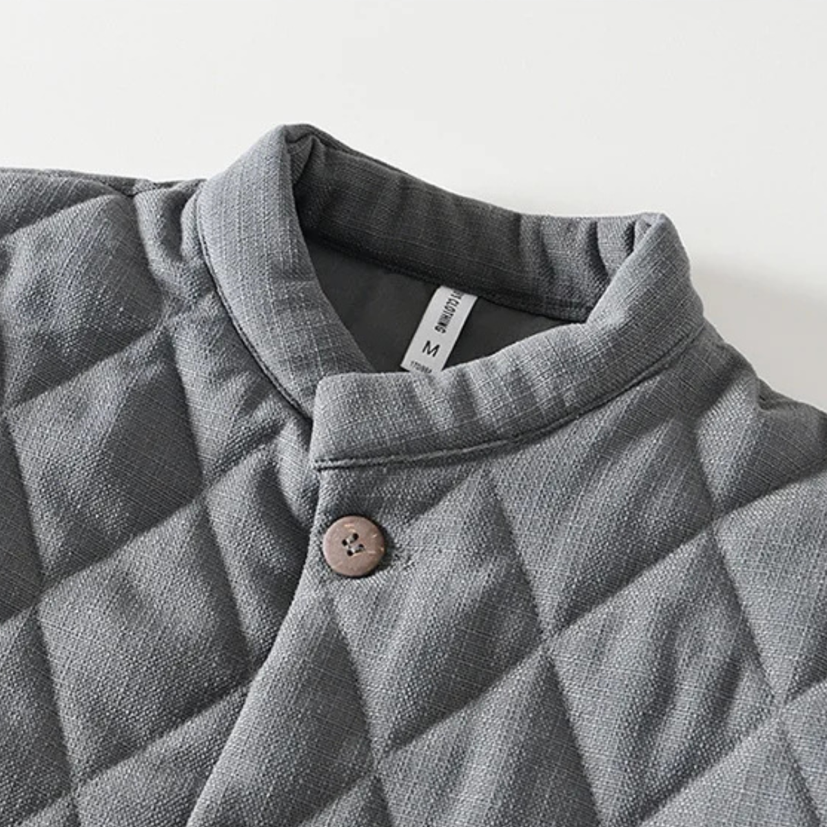 Bram | Men's Quilted Jacket Gray Button Front Stand Collar