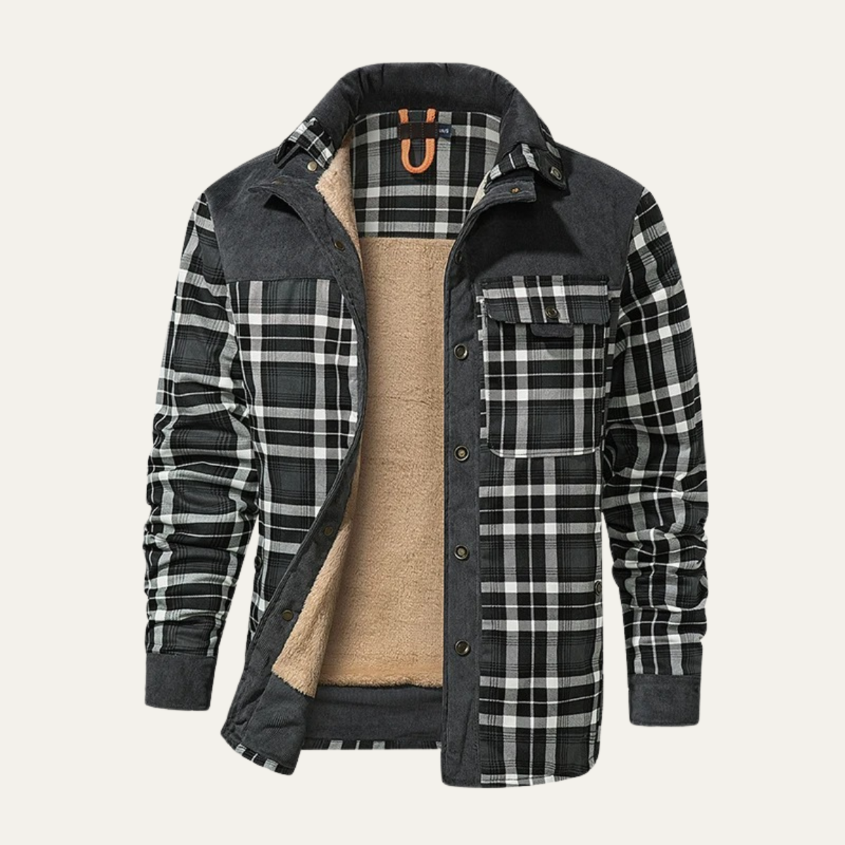 Knox | Men's Flannel Shirt Jacket Olive Plaid Sherpa Lined