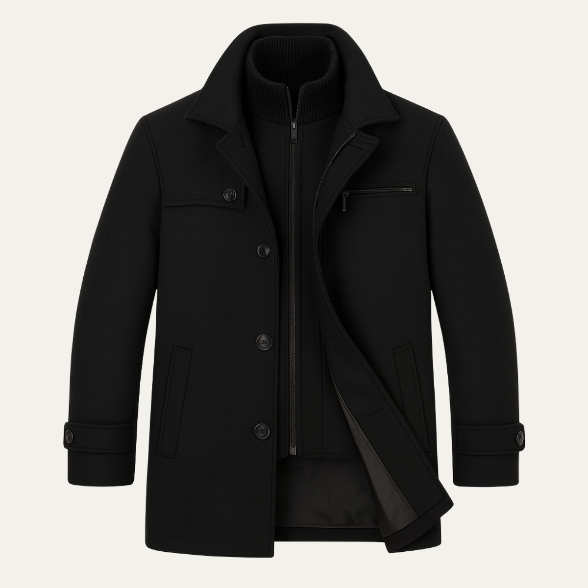Jude | Men's Wool Blend Overcoat Black