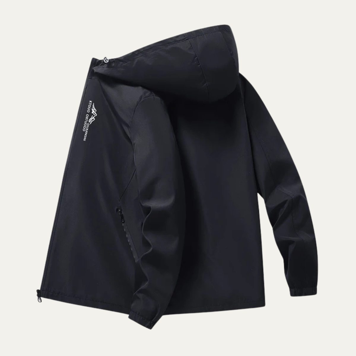 Ezra | Men's Rain Jacket Black Windbreaker Hooded Lightweight