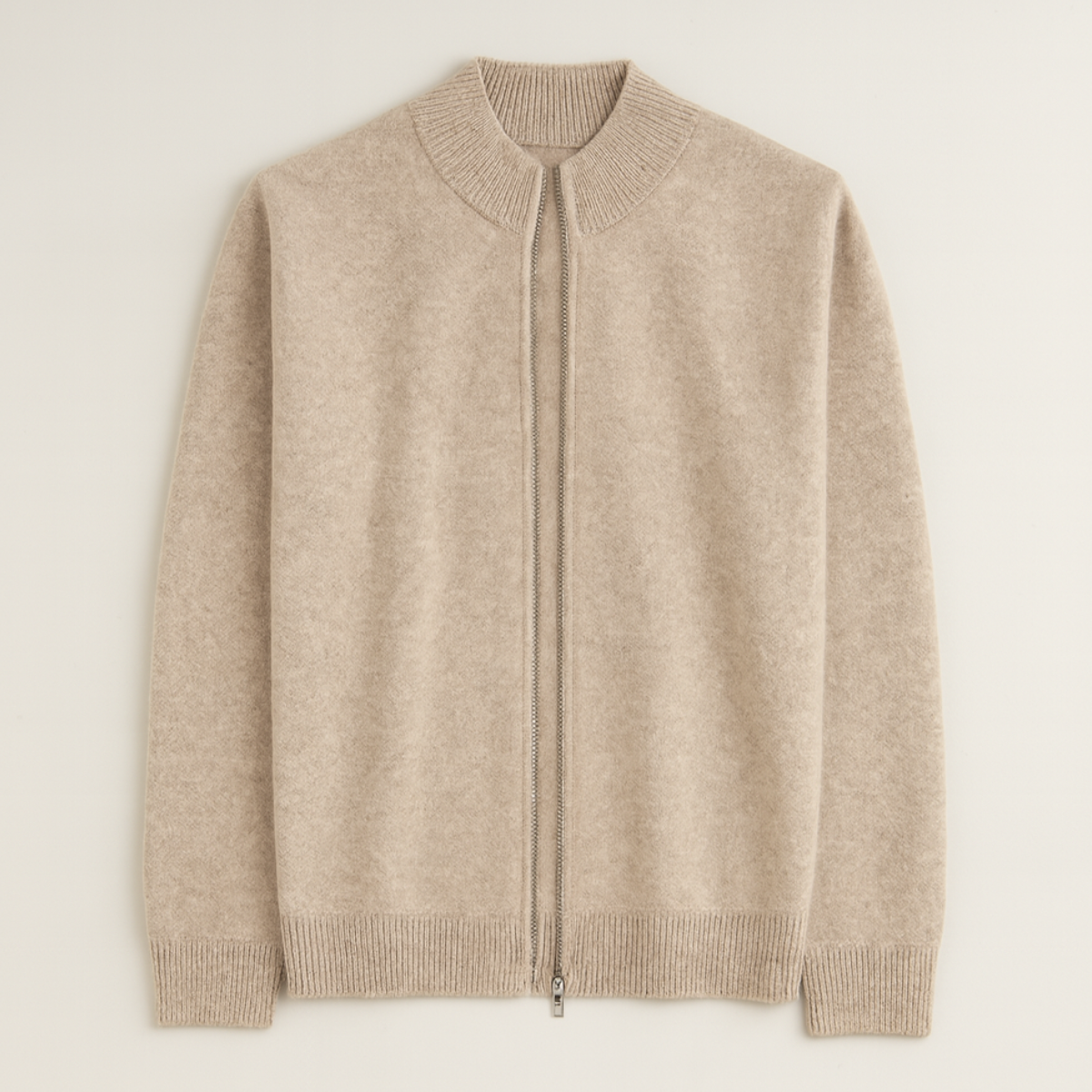 Rowan | Men's Cream Mock Neck Zip Up Cardigan Sweater