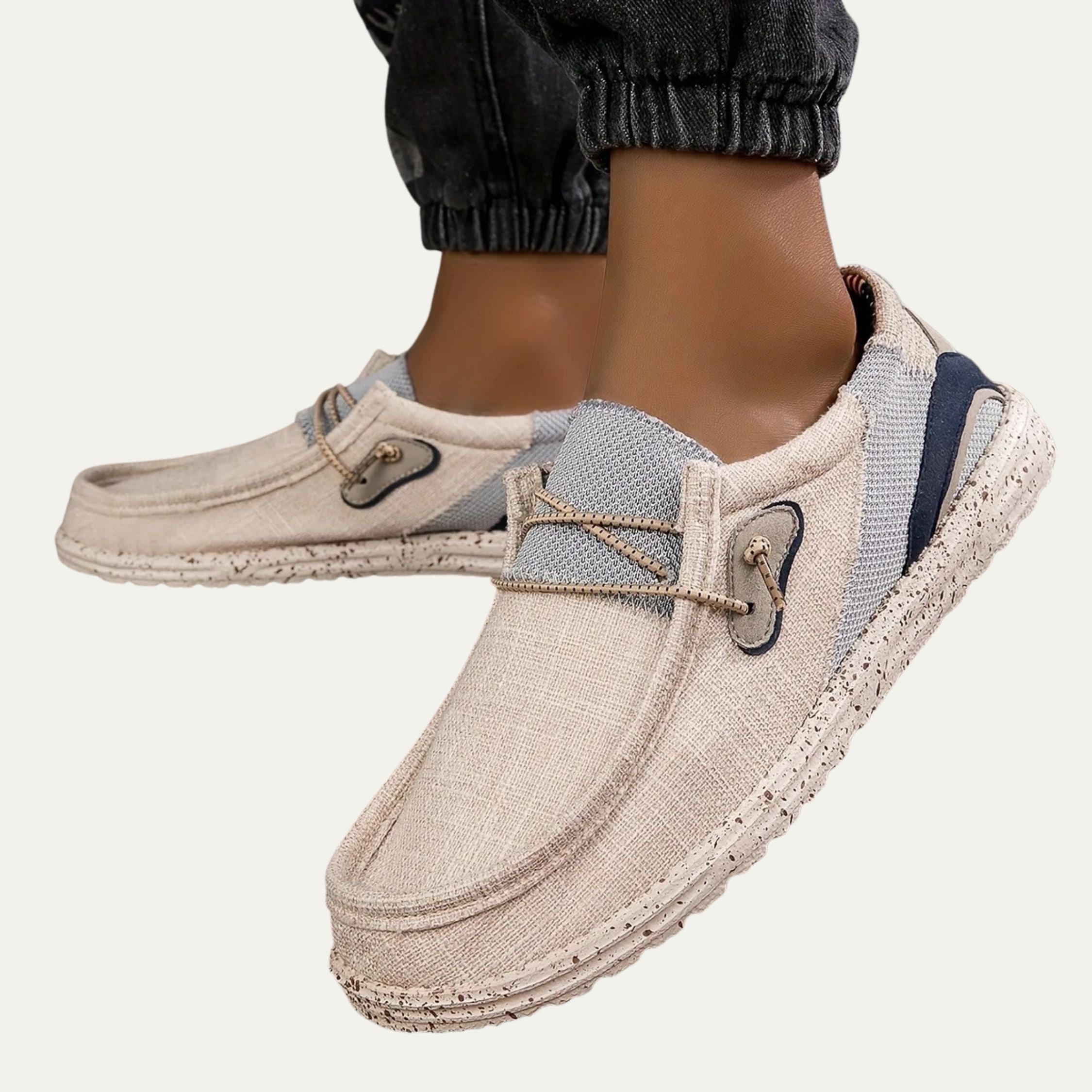 Faye | Women's Canvas Loafer Mule Cream Comfort Slip On