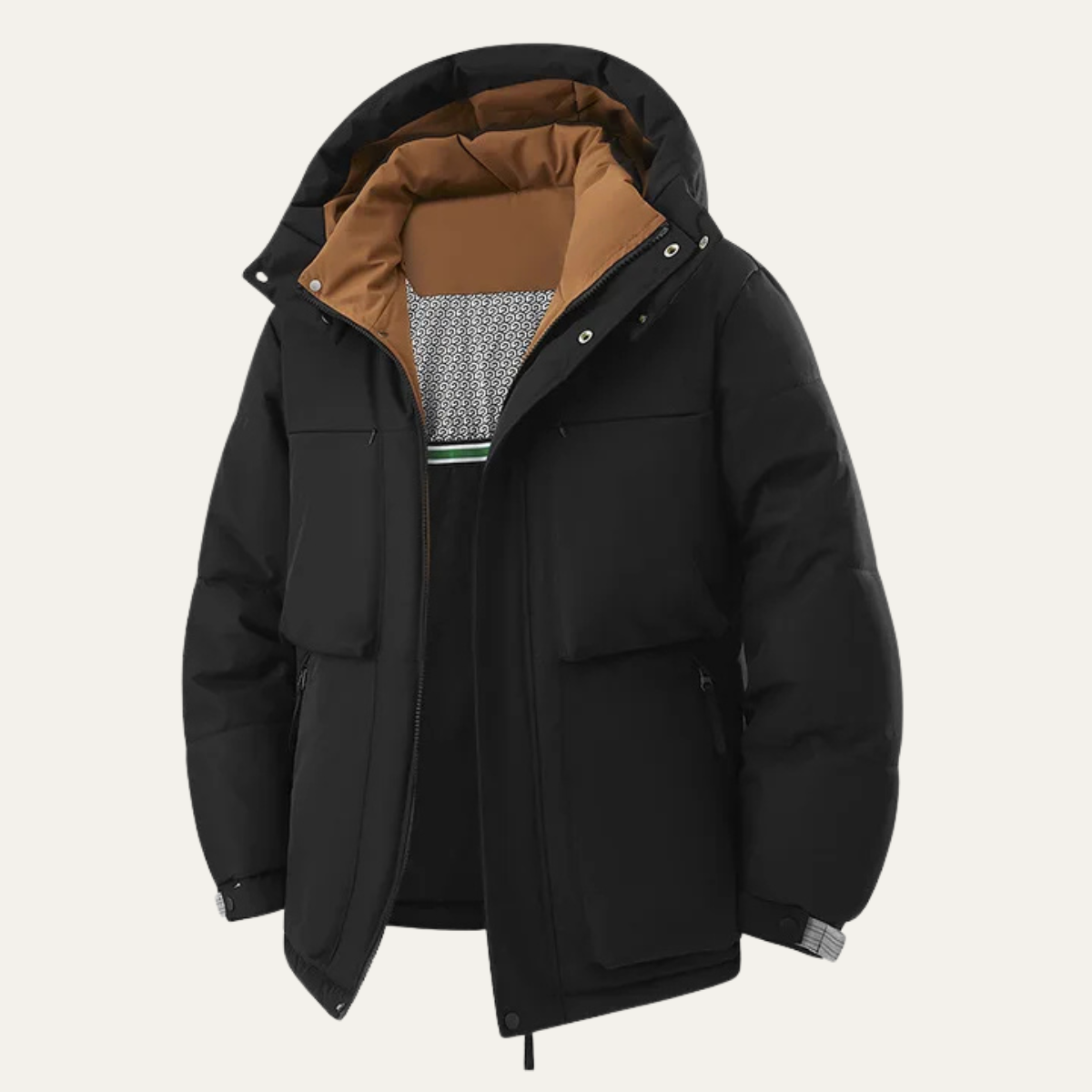Axel | Men's Puffer Jacket Camel Blue Lined Hooded