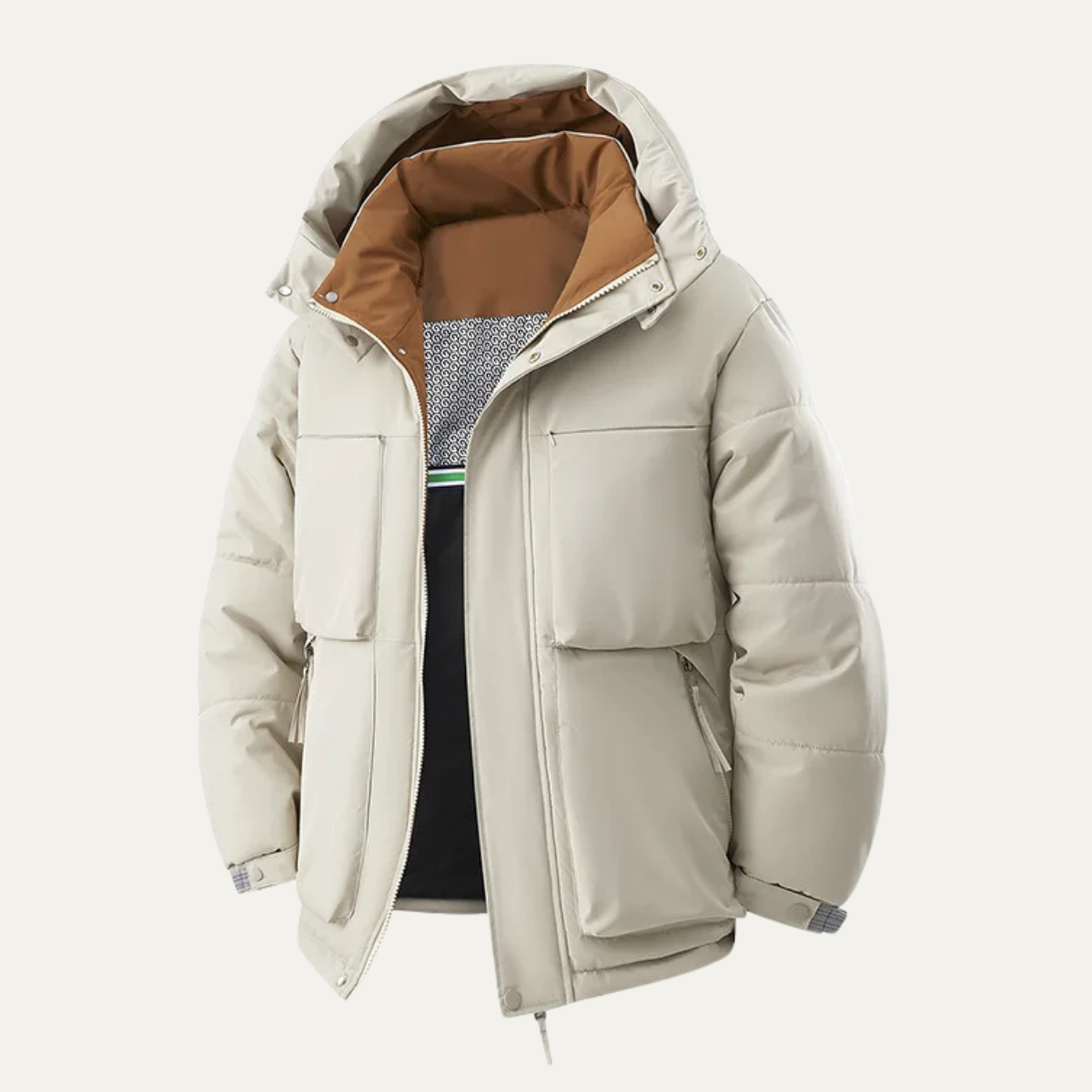 Axel | Men's Puffer Jacket Camel Blue Lined Hooded