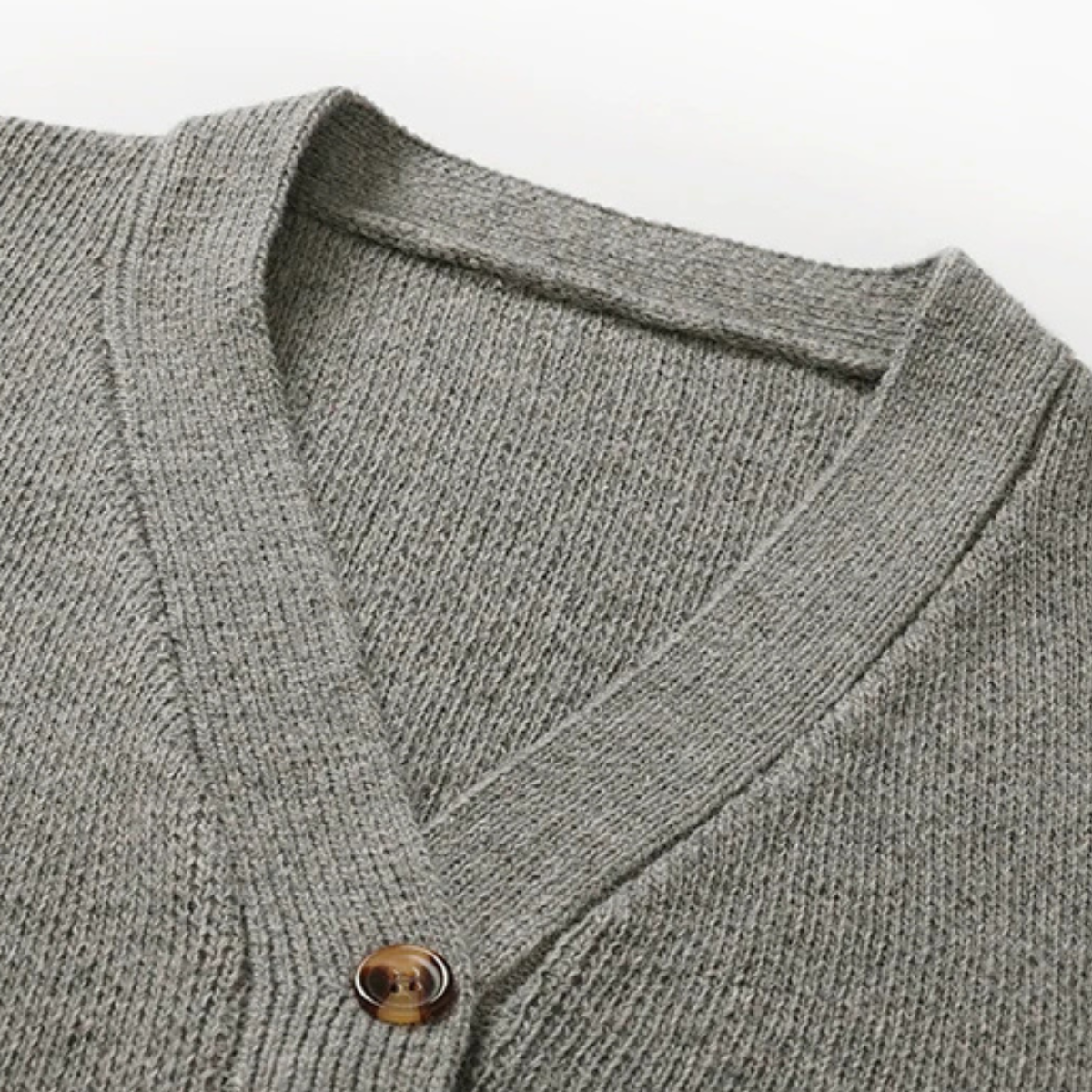 Beau | Men's Casual Cardigan Gray White Stripe Knit
